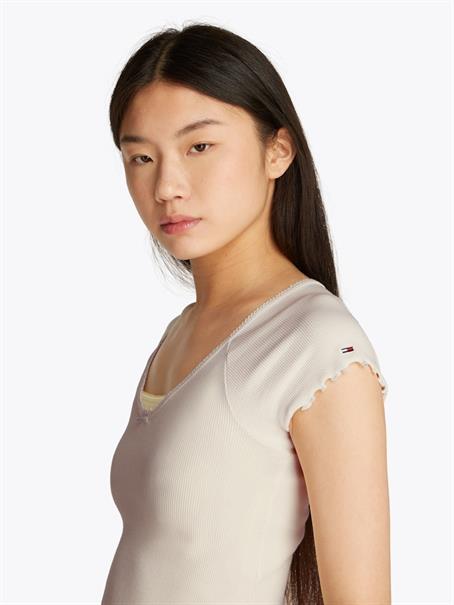TJW SLIM VNECK GMD RIB SS ancient white