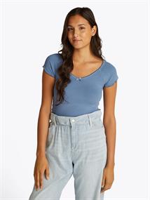 TJW SLIM VNECK GMD RIB SS colorado blue