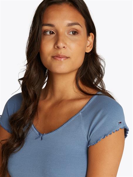 TJW SLIM VNECK GMD RIB SS colorado blue
