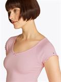 TJW SLIM VNECK GMD RIB SS precious pink