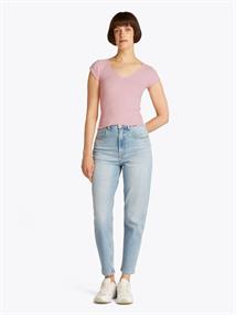 TJW SLIM VNECK GMD RIB SS precious pink