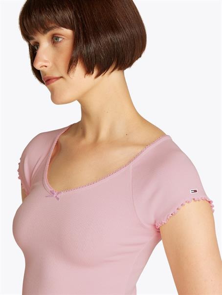 TJW SLIM VNECK GMD RIB SS precious pink