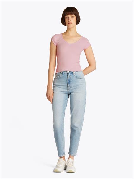 TJW SLIM VNECK GMD RIB SS precious pink