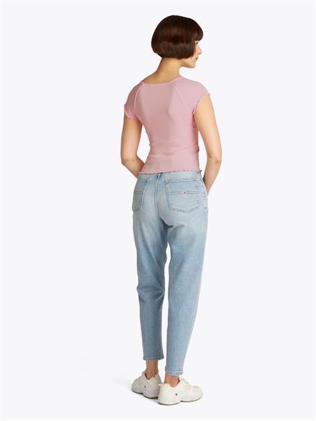TJW SLIM VNECK GMD RIB SS precious pink