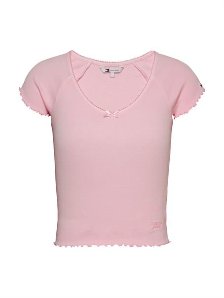 TJW SLIM VNECK GMD RIB SS precious pink