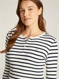 TJW SLM BUTTON RIB C-NECK LS EXT navy-white stripe