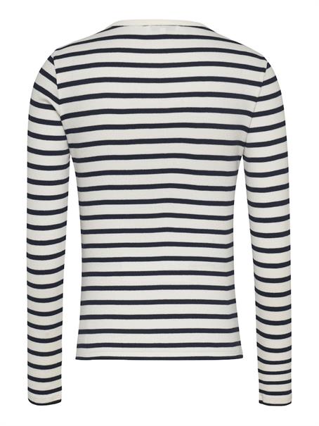 TJW SLM BUTTON RIB C-NECK LS EXT navy-white stripe