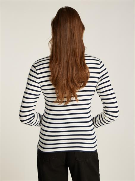 TJW SLM BUTTON RIB C-NECK LS EXT navy-white stripe