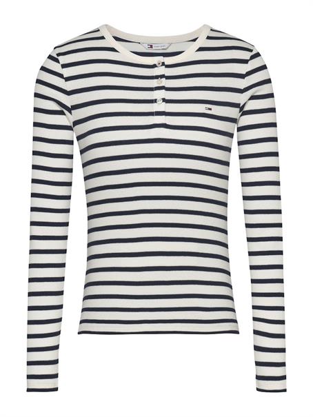 TJW SLM BUTTON RIB C-NECK LS EXT navy-white stripe