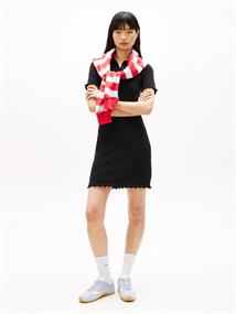 TJW SS LETTUCE POLO DRESS black