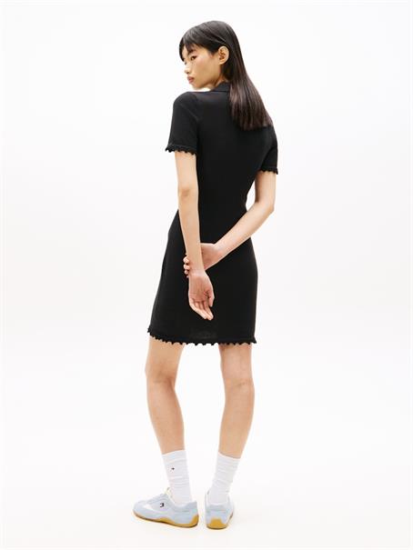 TJW SS LETTUCE POLO DRESS black