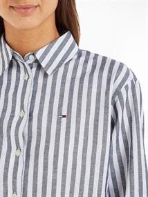 TJW STRIPED LINEN BLEND BF SHIRT twilight navy - stripe