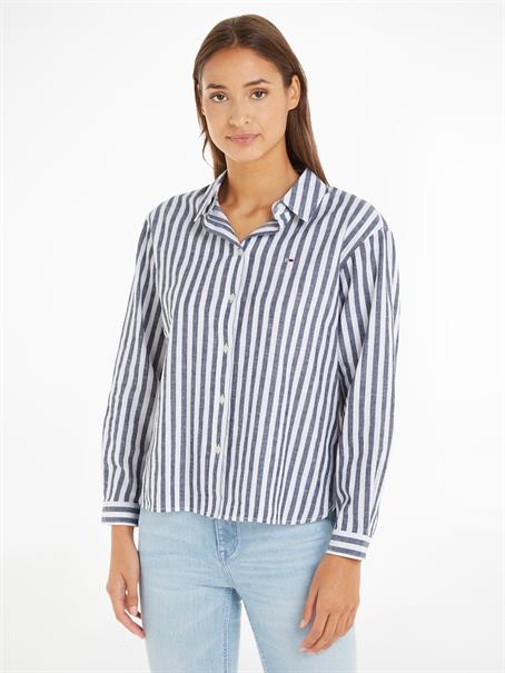 TJW STRIPED LINEN BLEND BF SHIRT twilight navy - stripe