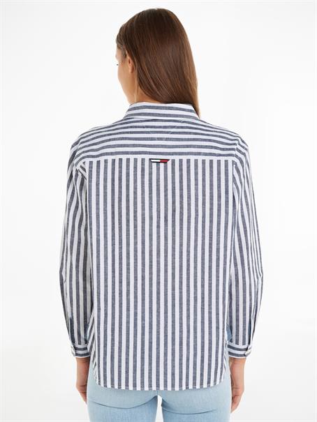 TJW STRIPED LINEN BLEND BF SHIRT twilight navy - stripe
