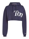 TJW SUPER CROP BOLD TOMMY HOODIE twilight navy