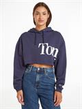 TJW SUPER CROP BOLD TOMMY HOODIE twilight navy