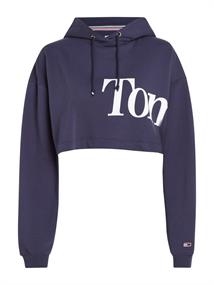 TJW SUPER CROP BOLD TOMMY HOODIE twilight navy