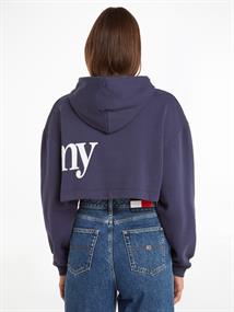 TJW SUPER CROP BOLD TOMMY HOODIE twilight navy