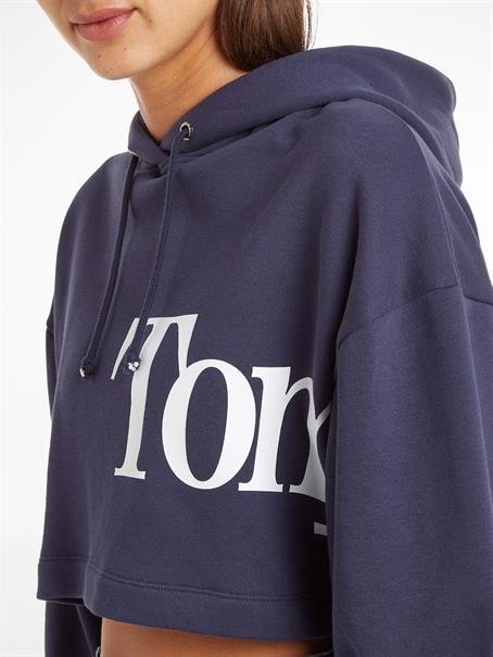 TJW SUPER CROP BOLD TOMMY HOODIE twilight navy