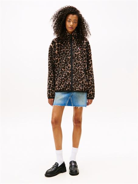 TJW ZIP THROUGH BADGE TEDDY leopard aop