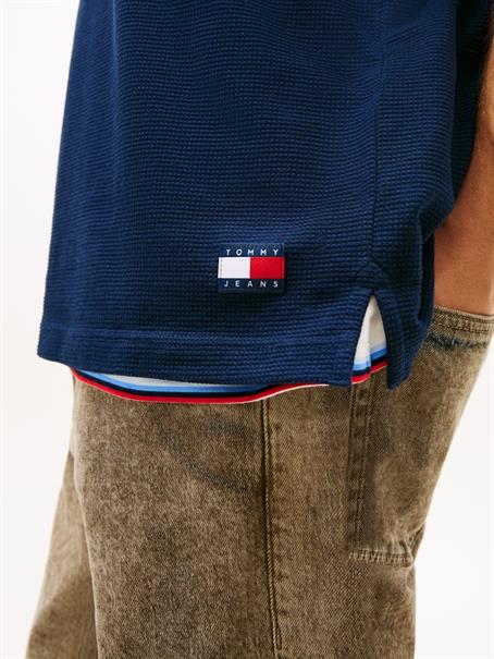 Tommy Badge Regular Fit Waffle Knit Polo Shirt dark night navy