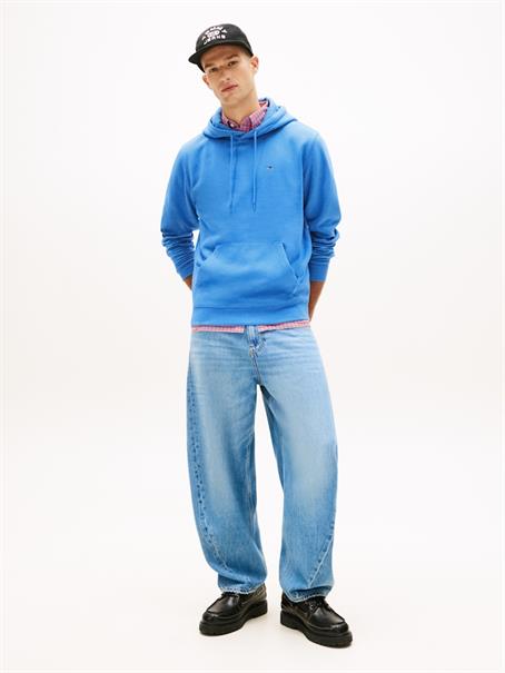 Tommy Flag Brushed Fleece Hoody blue twilight