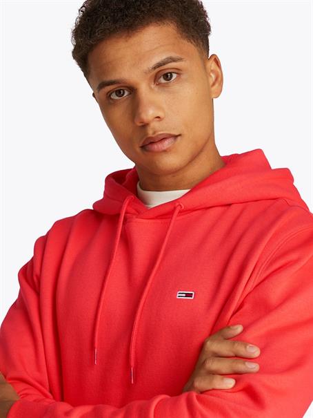 Tommy Flag Brushed Fleece Hoody bright vermillion
