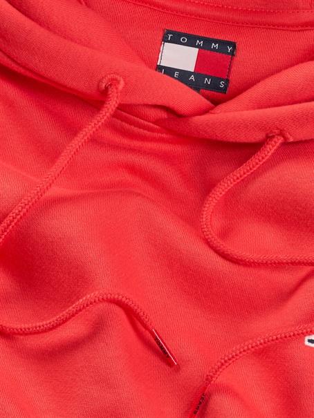 Tommy Flag Brushed Fleece Hoody bright vermillion