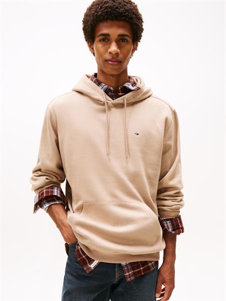 Tommy Flag Brushed Fleece Hoody coastal taupe