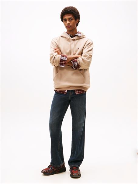 Tommy Flag Brushed Fleece Hoody coastal taupe