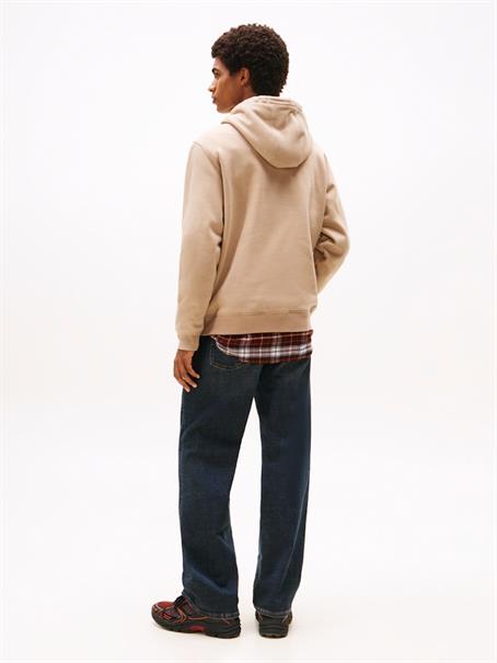 Tommy Flag Brushed Fleece Hoody coastal taupe