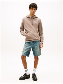 Tommy Flag Brushed Fleece Hoody ivy mink