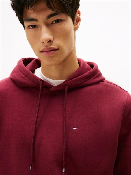 Tommy Flag Brushed Fleece Hoody red wine