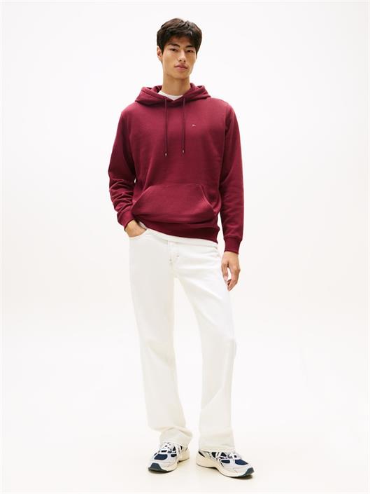 tommy-flag-brushed-fleece-hoody-red-wine