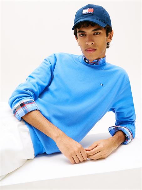 Tommy Flag Brushed Fleece Sweatshirt blue twilight