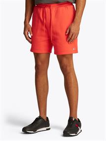 Tommy Flag Embroidery Sweat Shorts bright vermillion