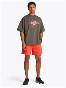 Tommy Flag Embroidery Sweat Shorts bright vermillion