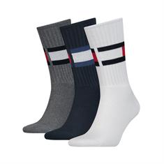 Tommy Hifliger Logo Long Socken 3er Pack weiß - grau