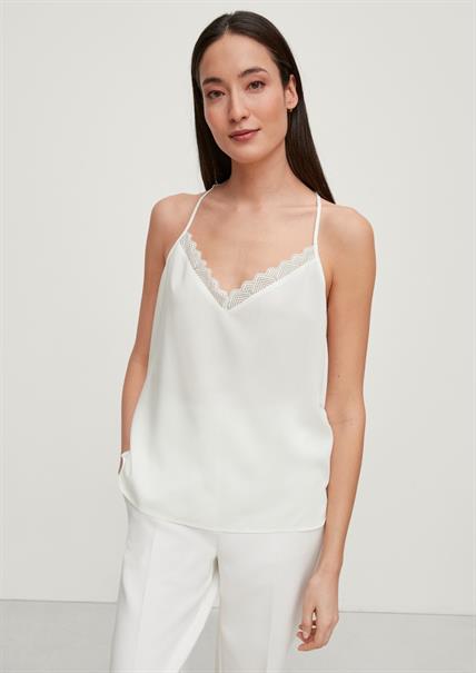 Top im Lingerie-Look weiß