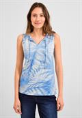 Top mit Blätterprint tranquil blue