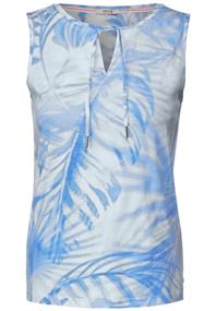 Top mit Blätterprint tranquil blue