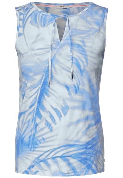 Top mit Blätterprint tranquil blue