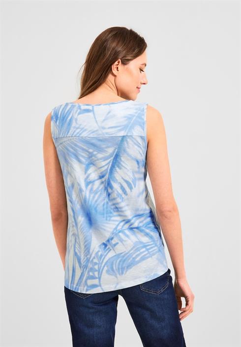 top-mit-blätterprint-tranquil-blue