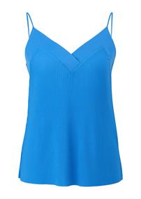 Top mit Plisseefalten blau