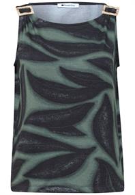 Top mit Rundhals und Schulterdetail deep bound green