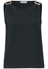Top mit Rundhals und Schulterdetail deep bound green