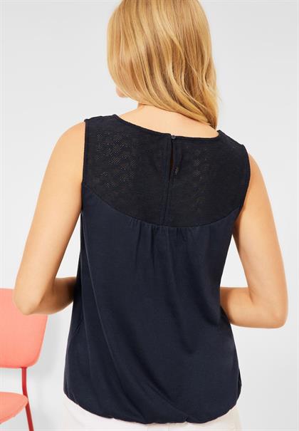 Top mit Spitzen Detail dark foggy blue