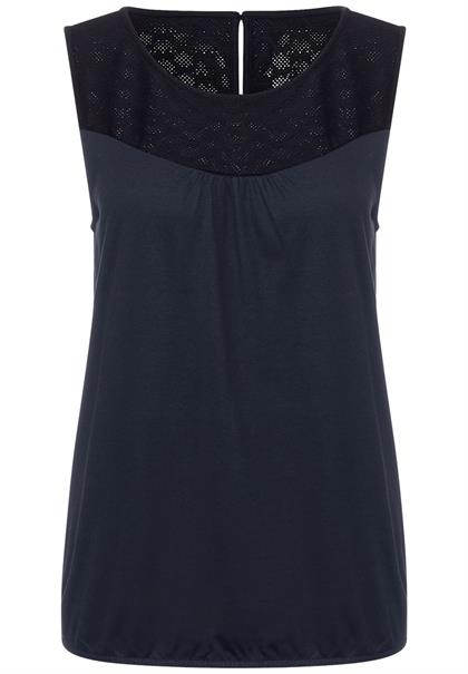 Top mit Spitzen Detail dark foggy blue