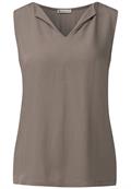 Top mit Split Neck dark tumbled beige