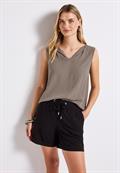 Top mit Split Neck dark tumbled beige
